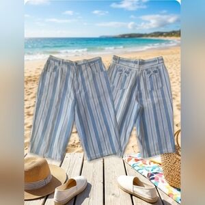 Vintage Stefano Striped WideLeg Crop Pants Sz28 Nautical Style Coastal Aesthetic
